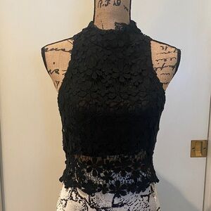 Sabo Skirt Black Floral Lace Crop Top